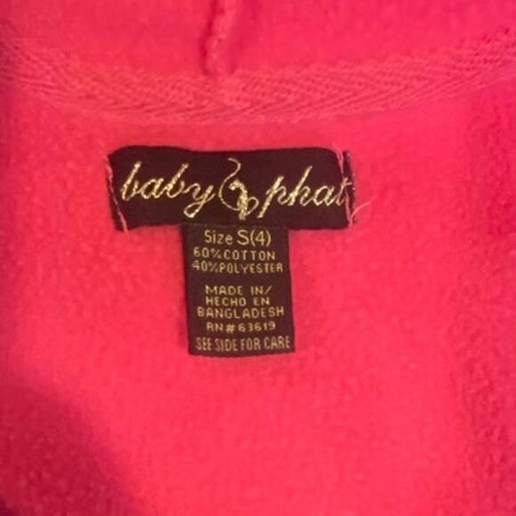 Vintage Y2K Baby Phat Girls Hoodie Pink Glitter Logo Zip Up Size S (4) Hooded - Picture 3 of 5